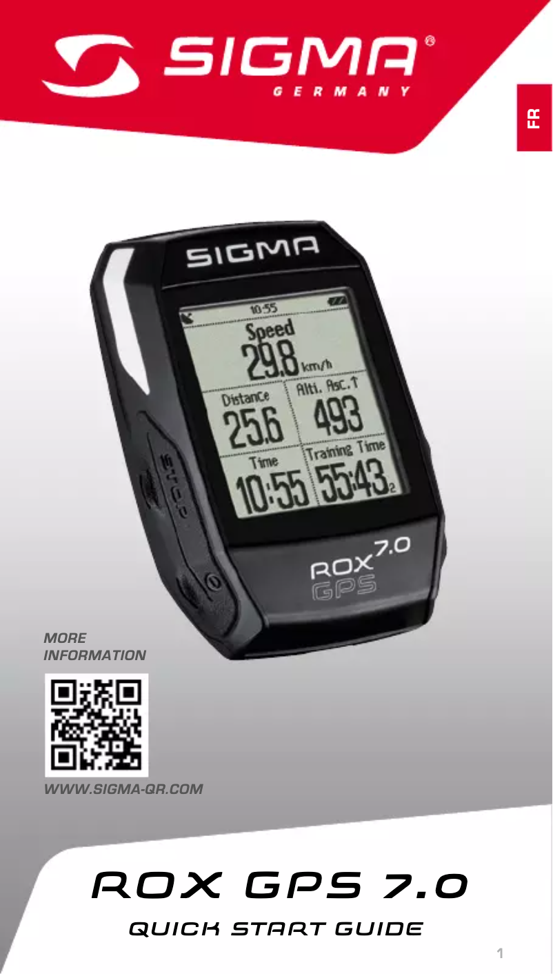 Page 1 de la notice Manuel utilisateur Sigma ROX GPS 7.0