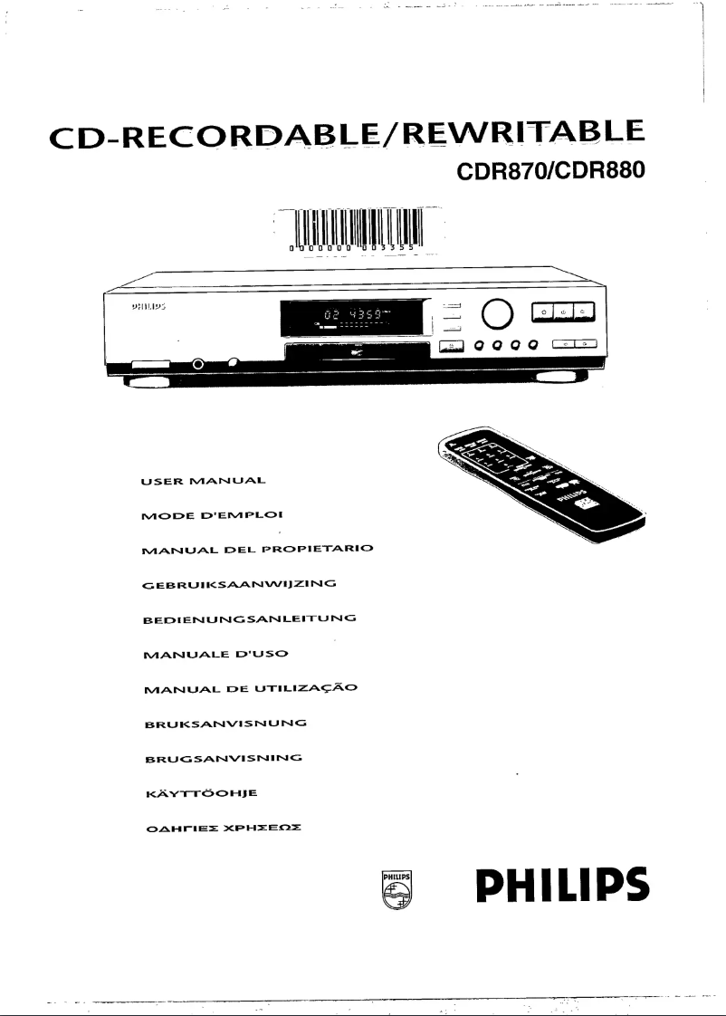 Page 1 de la notice Manuel utilisateur Philips CDR870