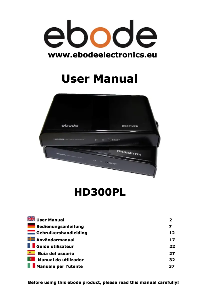 Page n°1 - Manuel utilisateur ebode HD300PL