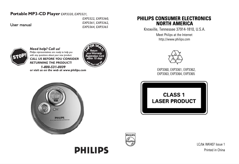 Page n°1 - Manuel utilisateur Philips EXP3362
