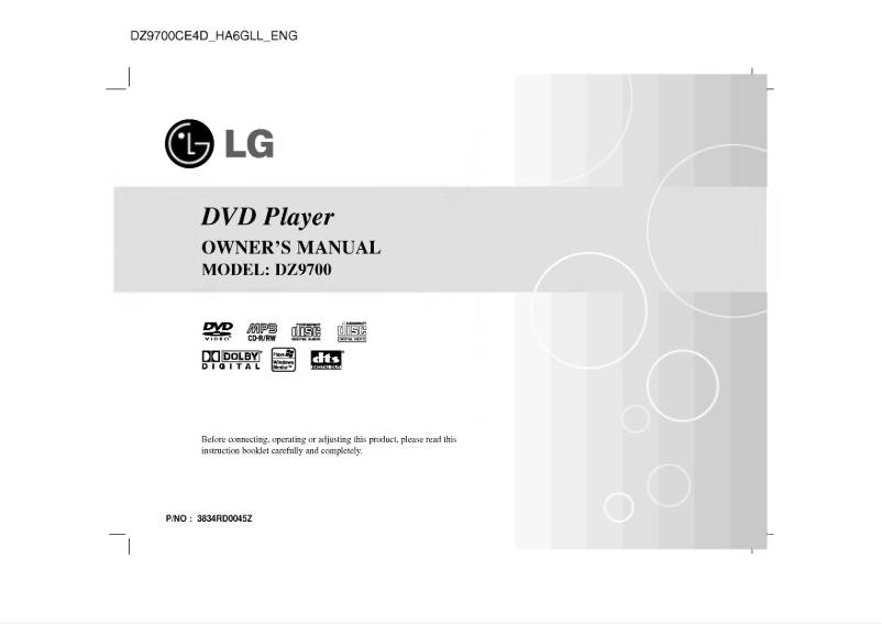 Page n°1 - Manuel utilisateur LG DZ9700