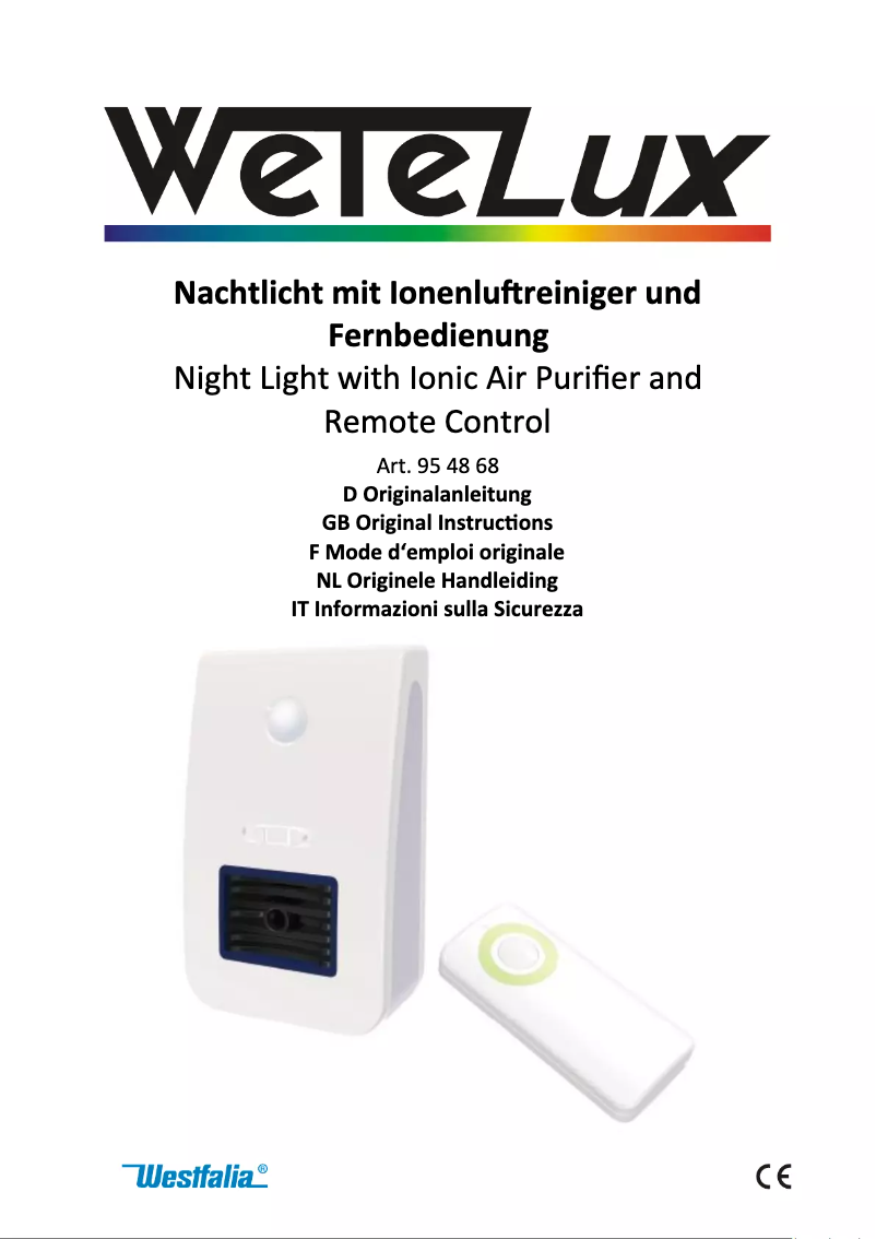 Page 1 de la notice Manuel utilisateur Wetelux 954868