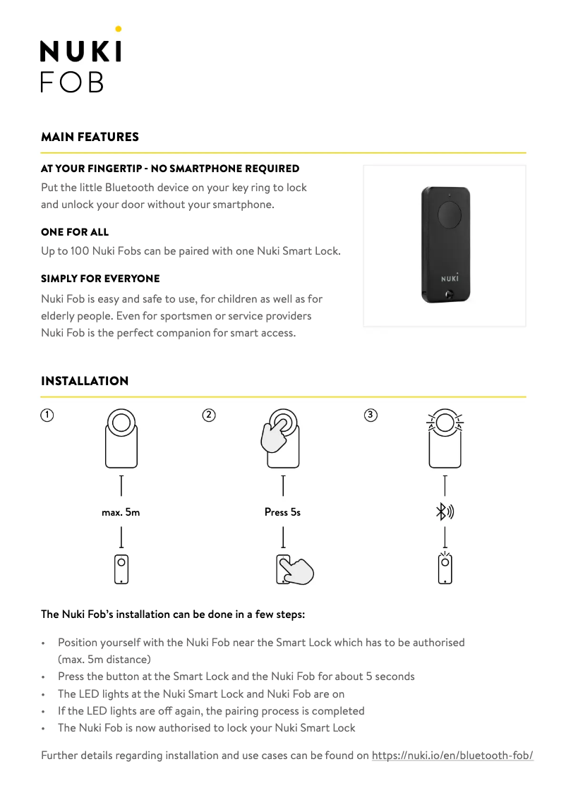 Image de la première page du manuel de l'appareil Fob