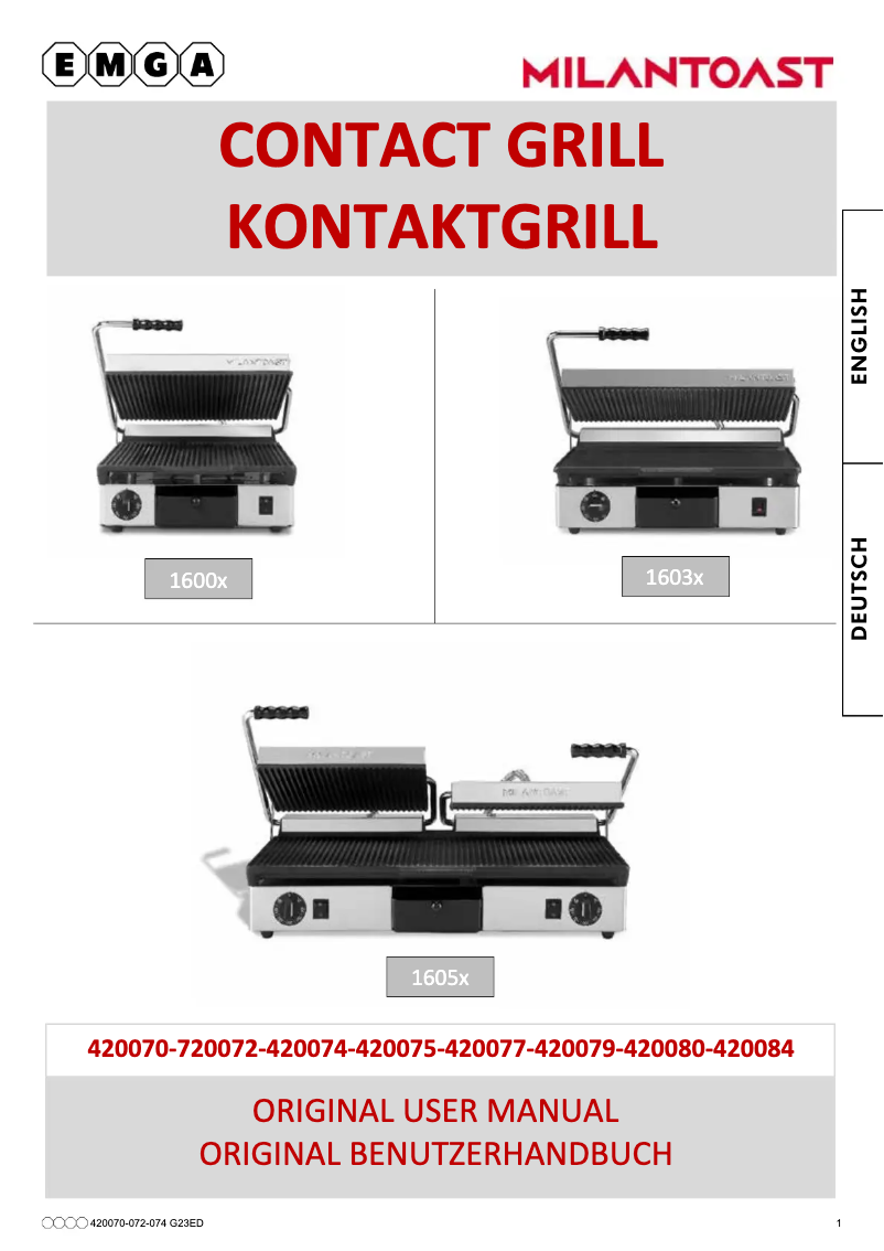 Page 1 de la notice Manuel utilisateur MilanToast 420072