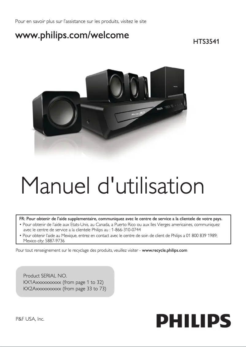 Page n°1 - Manuel utilisateur Philips HTS3541