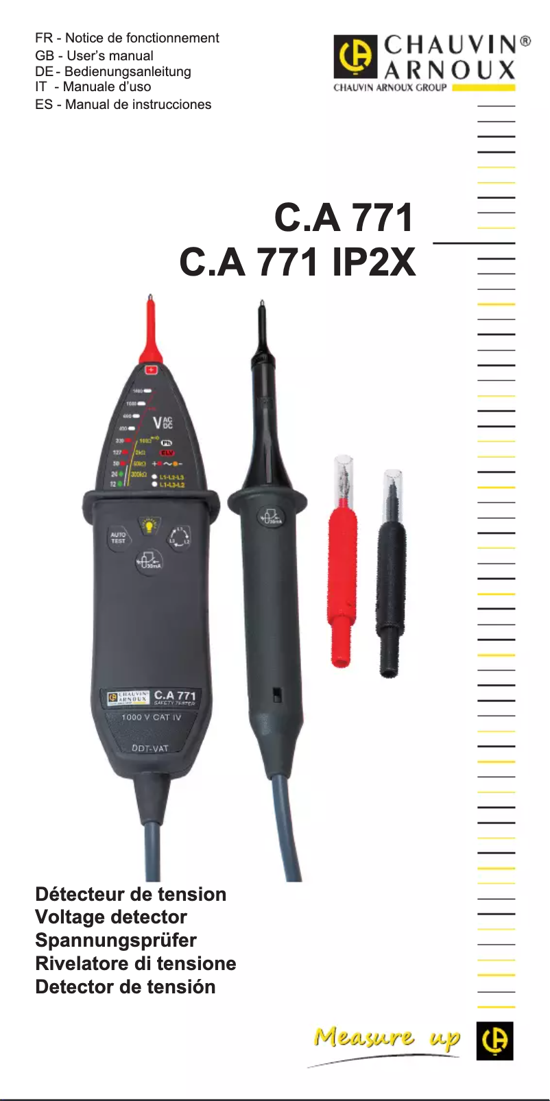 Page 1 de la notice Manuel utilisateur Chauvin Arnoux C.A 771