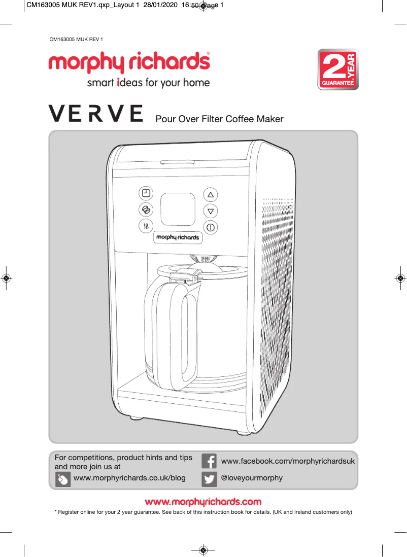 Page 1 de la notice Manuel utilisateur Morphy Richards Verve 163005