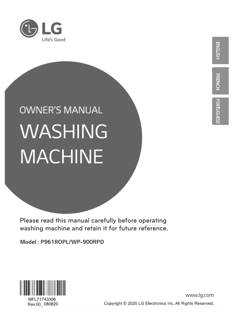 Page n°1 - Manuel utilisateur LG WP-900RPD