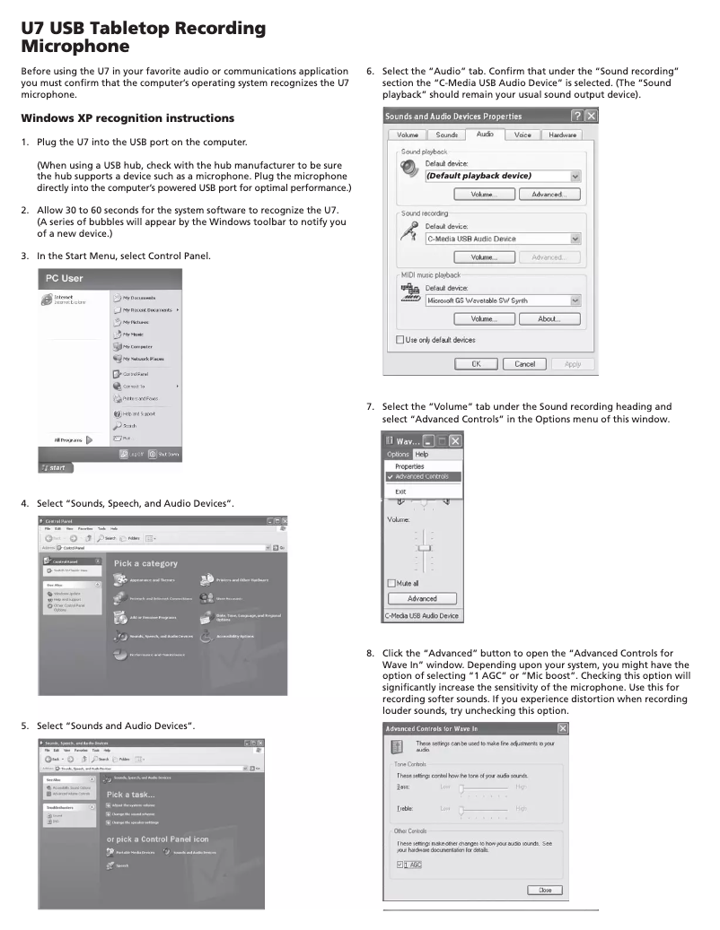 Page 1 of the manual User Manual CAD Audio U7