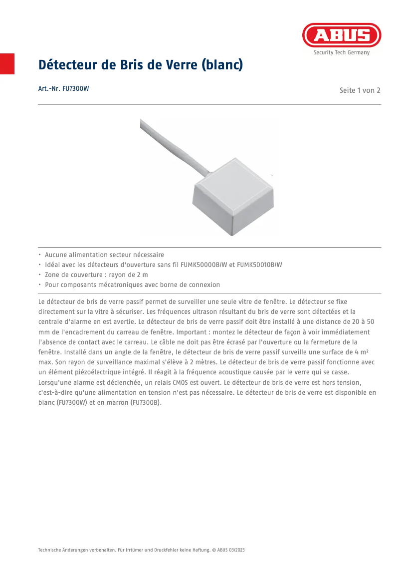 Image de la première page du manuel de l'appareil FU7300W