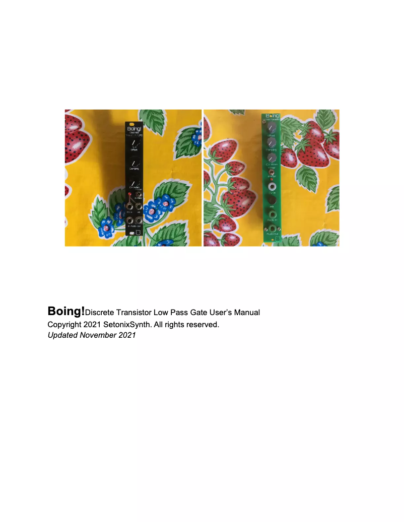 Page 1 de la notice Manuel utilisateur SetonixSynth Boing!