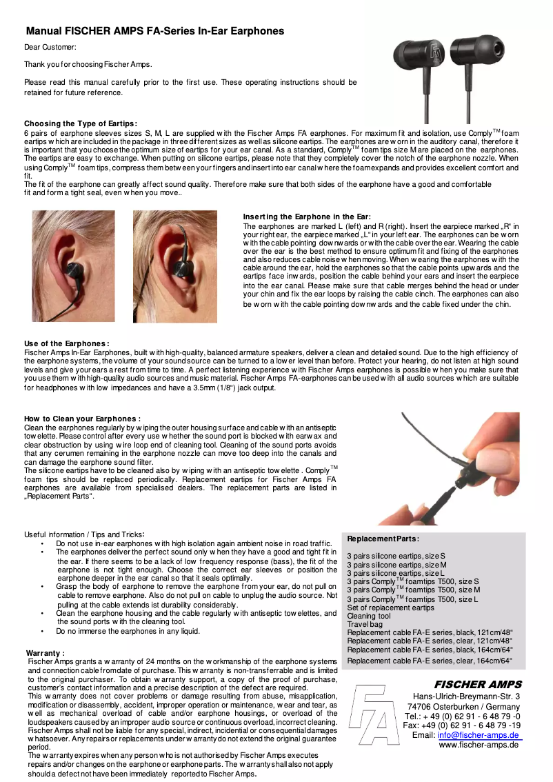 Page n°1 - Manuel utilisateur Fischer Amps FA-3E