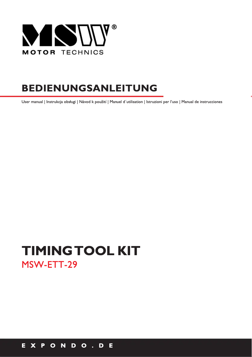 Page n°1 - Manuel utilisateur MSW MSW-ETT-29