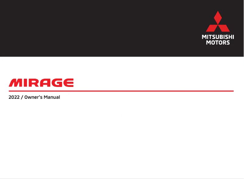 Page 1 de la notice Manuel utilisateur Mitsubishi Mirage (2022)