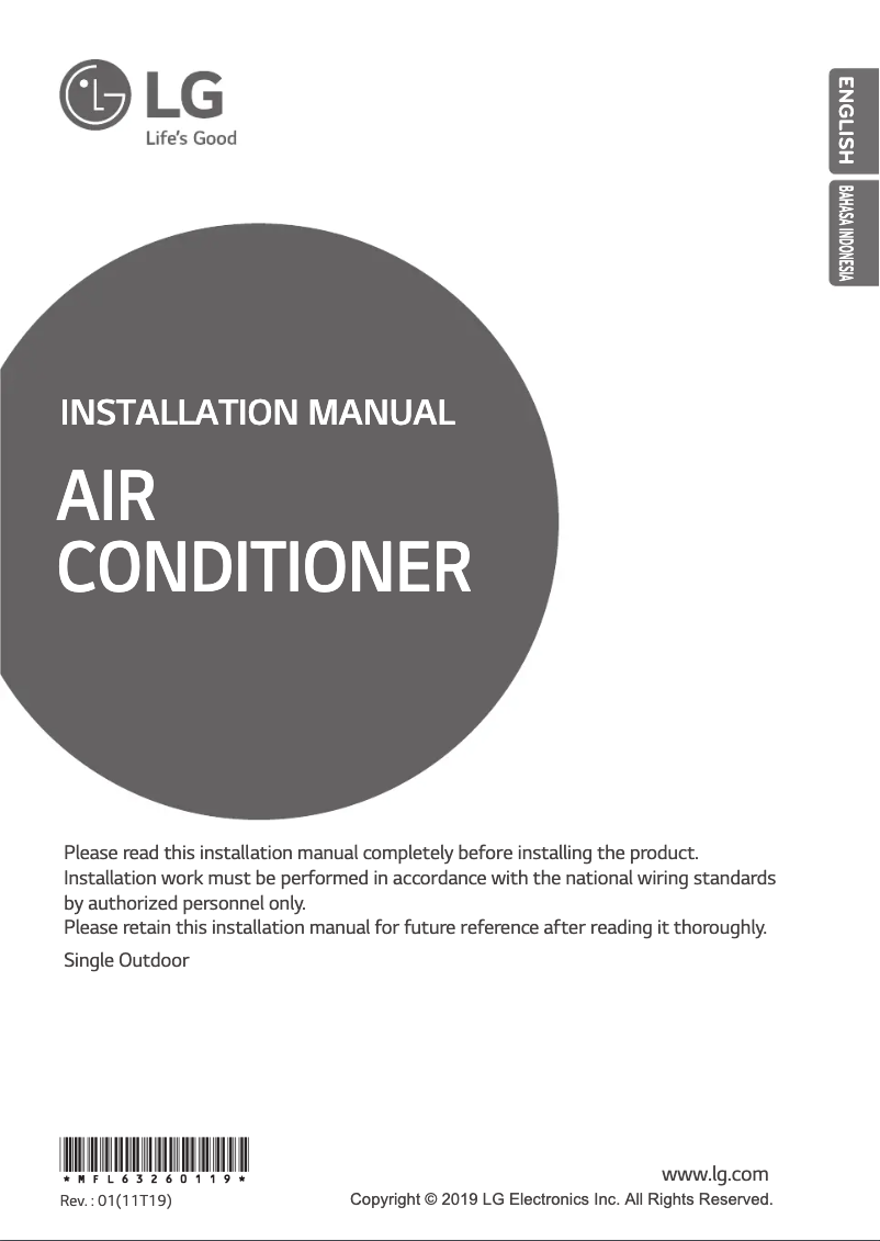 Page n°1 - Manuel utilisateur LG ATUQ24GPLE7