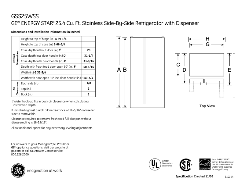 Image de la première page du manuel de l'appareil GSS25WSSSS