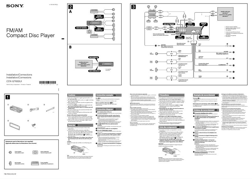 Image de la première page du manuel de l'appareil CDX-GT650UI