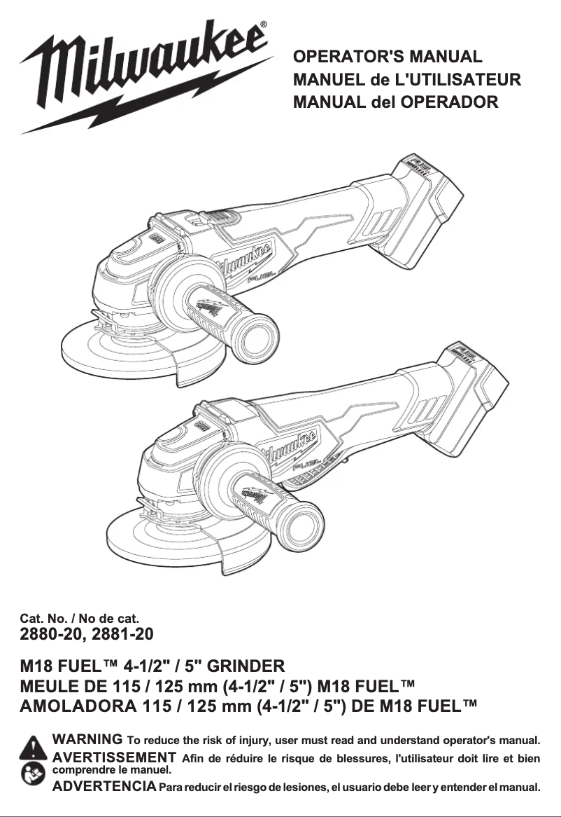 Page n°1 - Manuel utilisateur Milwaukee 2881-20