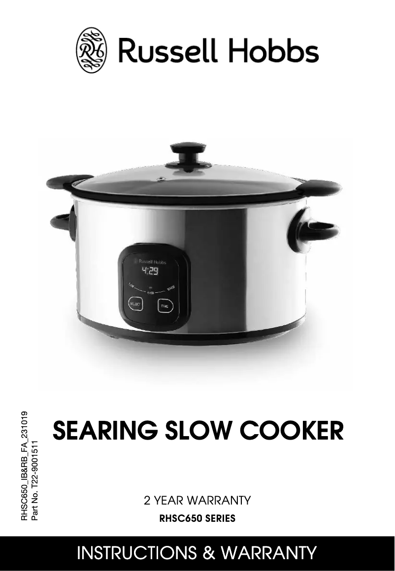 Image de la première page du manuel de l'appareil RHSC650BLK