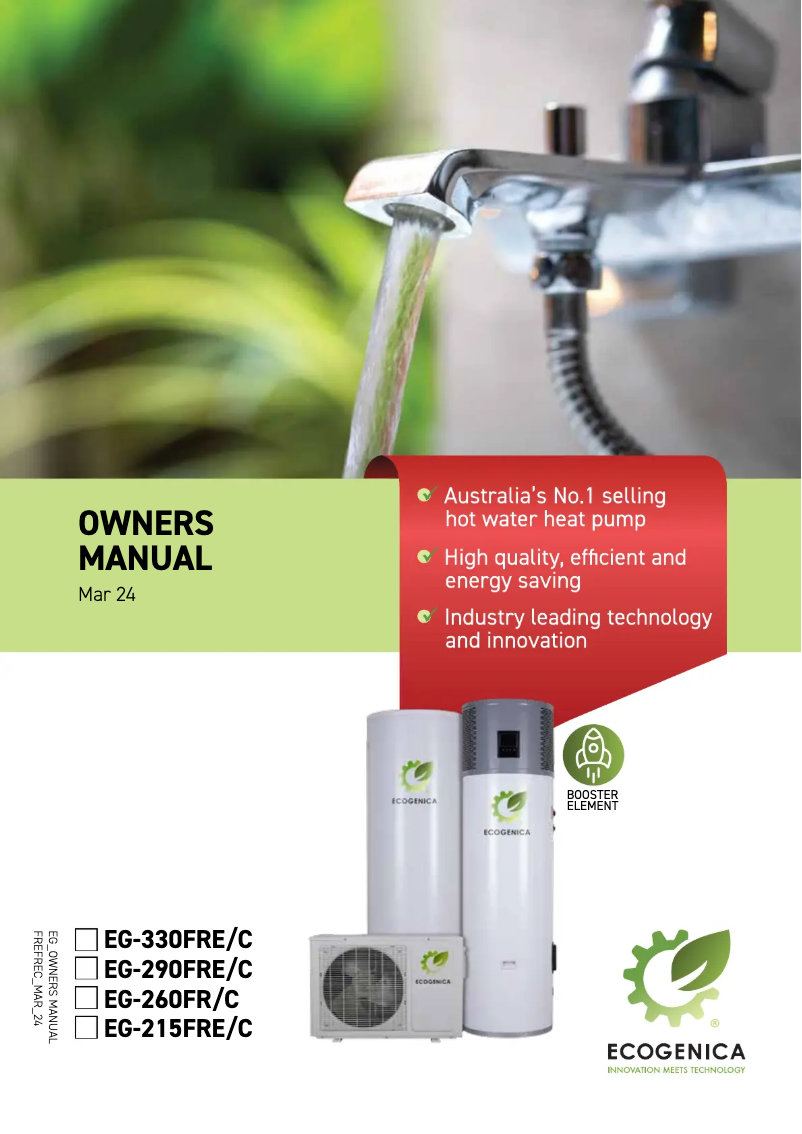 Page n°1 - Manuel utilisateur Ecogenica EG-290FR