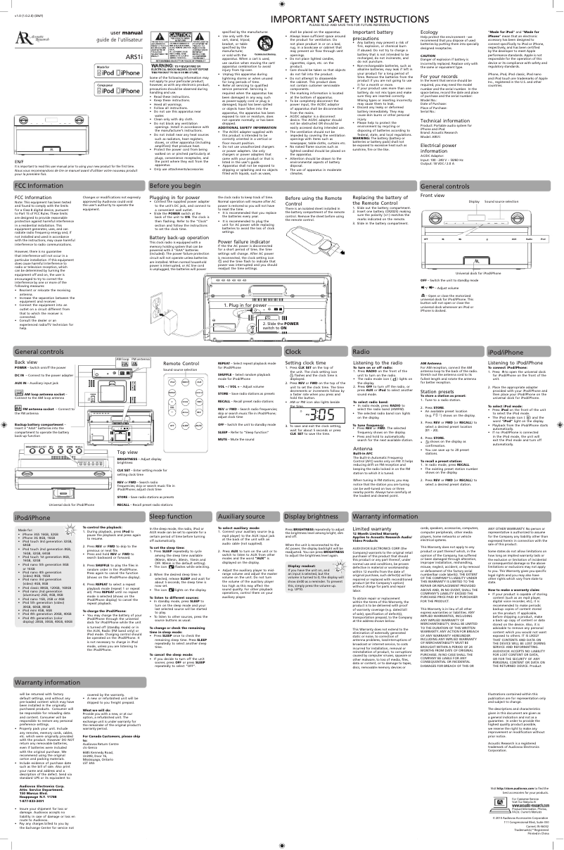 Image de la première page du manuel de l'appareil ARS1i