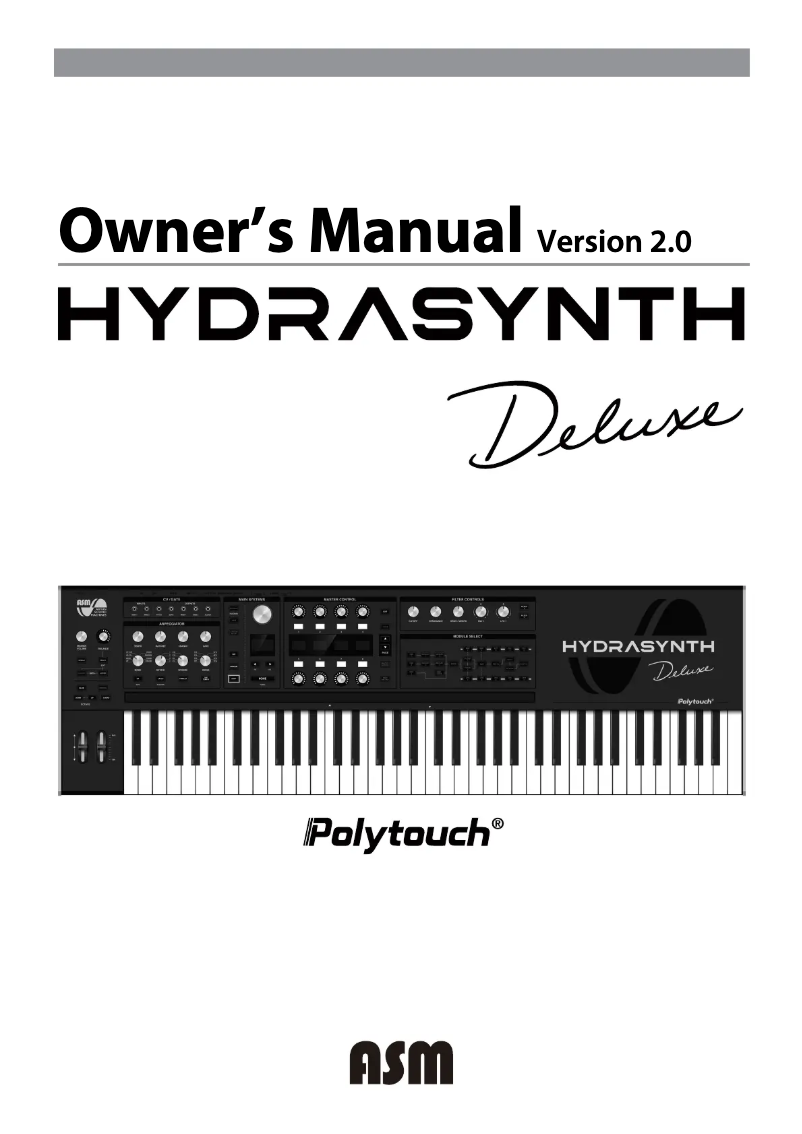 Page 1 de la notice Manuel utilisateur ASM Hydrasynth Deluxe