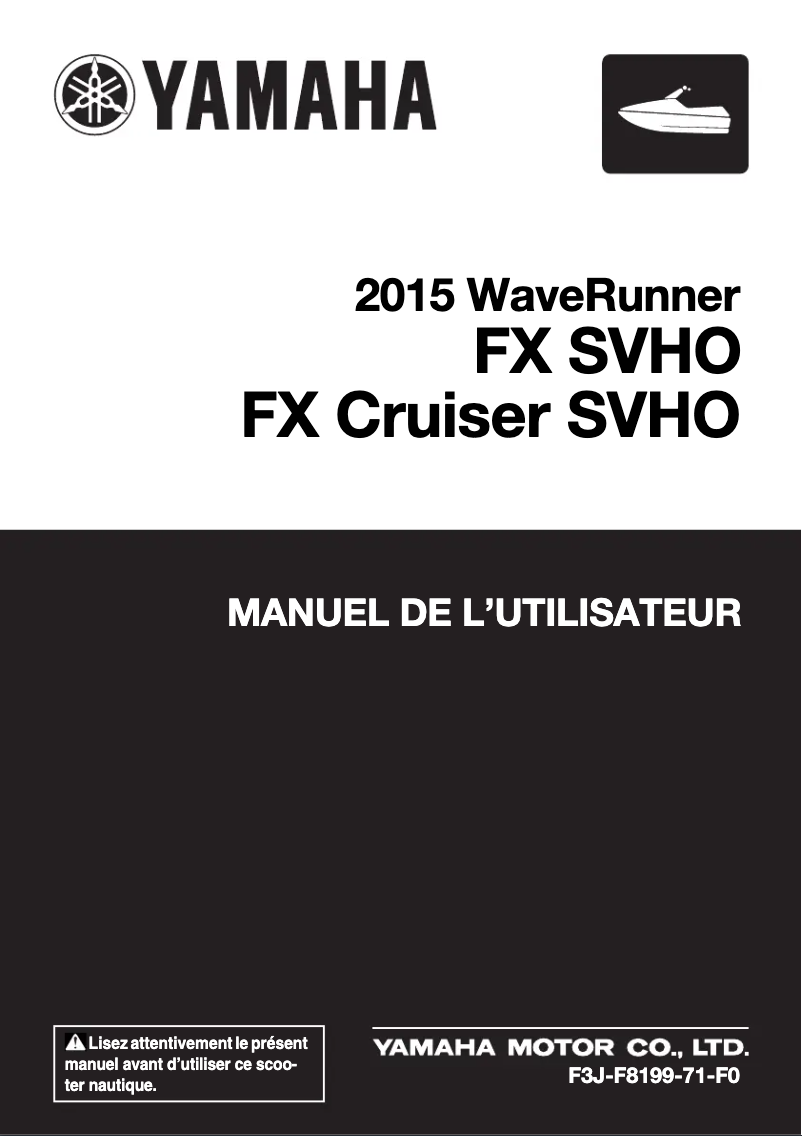 Page n°1 - Manuel utilisateur Yamaha WaveRunner FX SVHO Cruiser (2015)