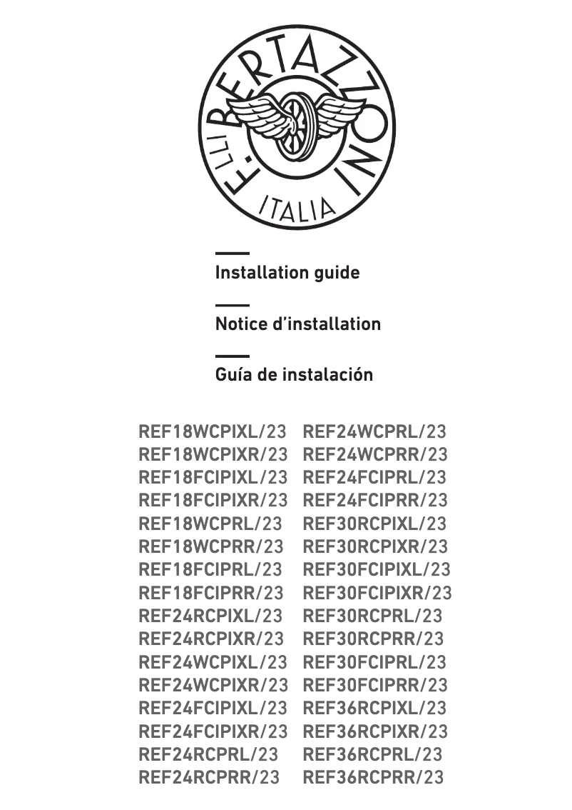 Page n°1 - Guide d'installation Bertazzoni REF24WCPIXR/23
