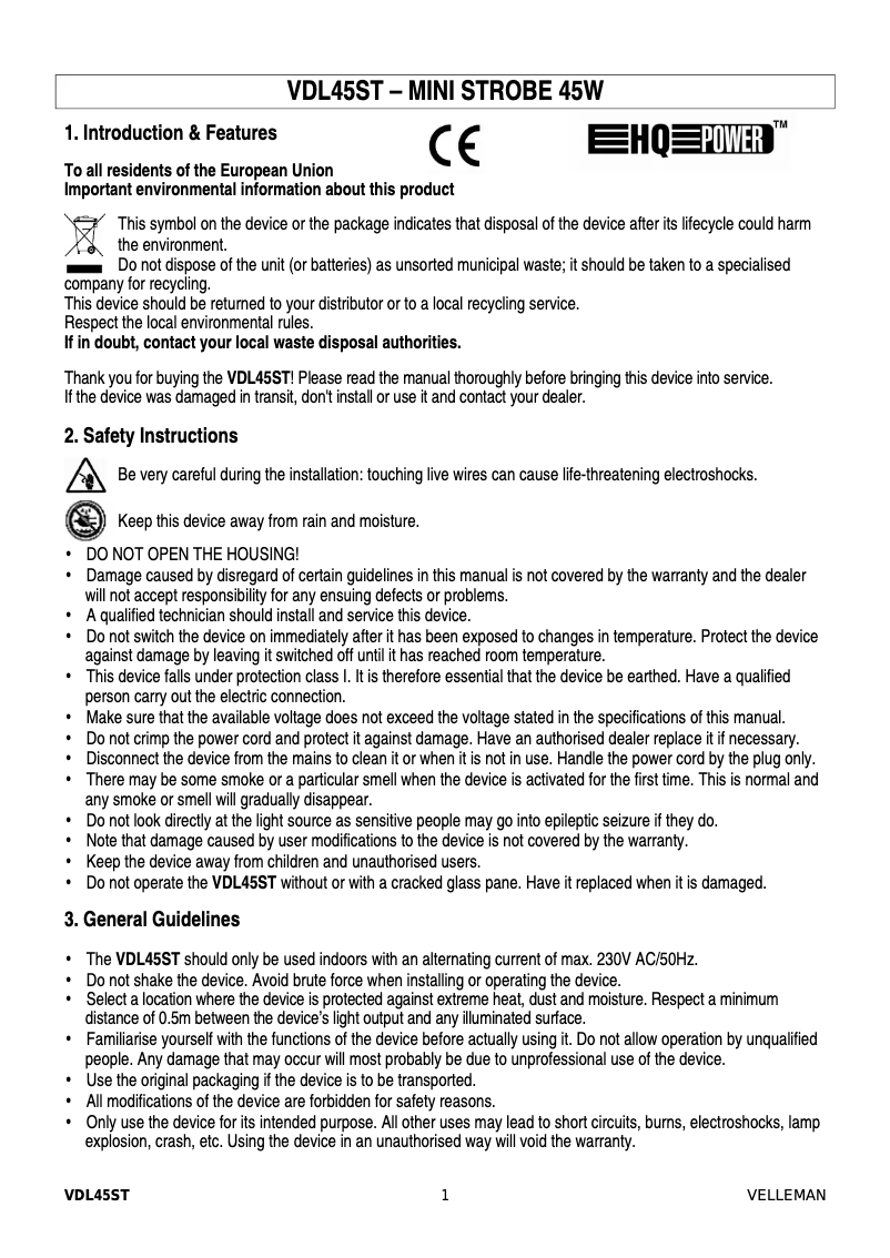 Image de la première page du manuel de l'appareil vdl45st