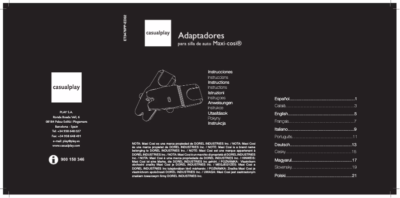 Image de la première page du manuel de l'appareil Maxi Cosi adaptor