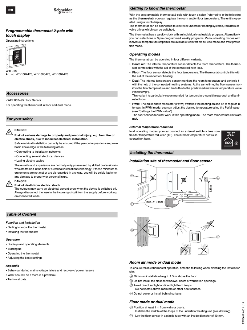 Page n°1 - Manuel utilisateur Schneider WDE002478