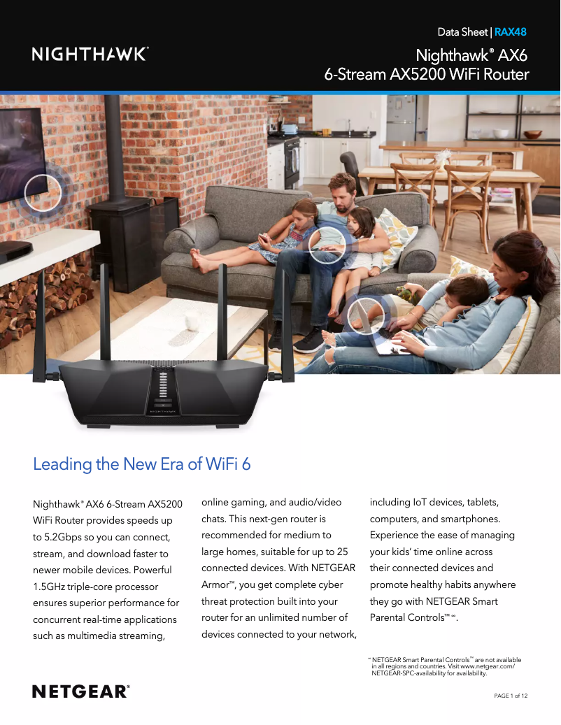 Page 1 de la notice Fiche technique Netgear Nighthawk RAX48