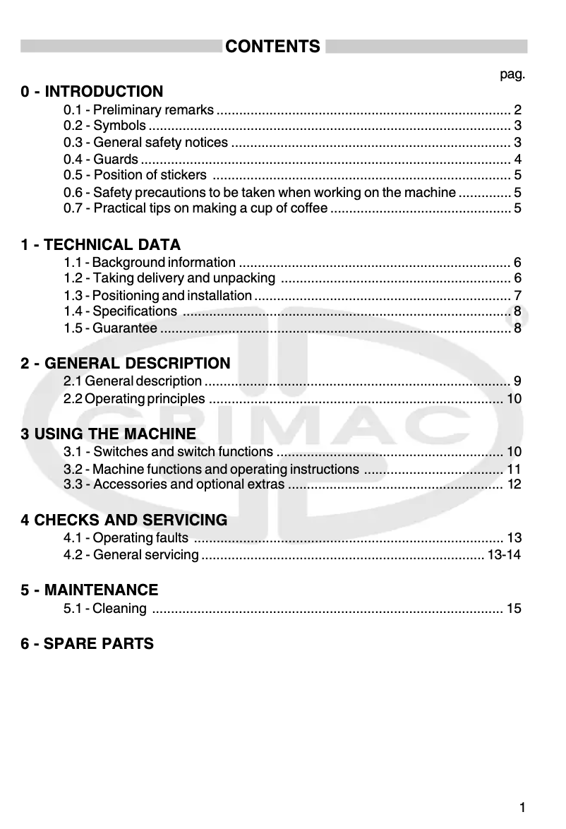 Page 1 de la notice Manuel utilisateur Grimac Mini