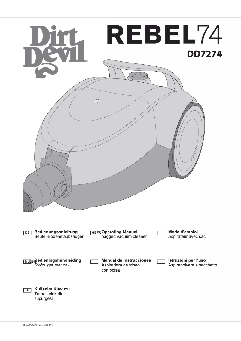 Page n°1 - Manuel utilisateur Dirt Devil REBEL74HE
