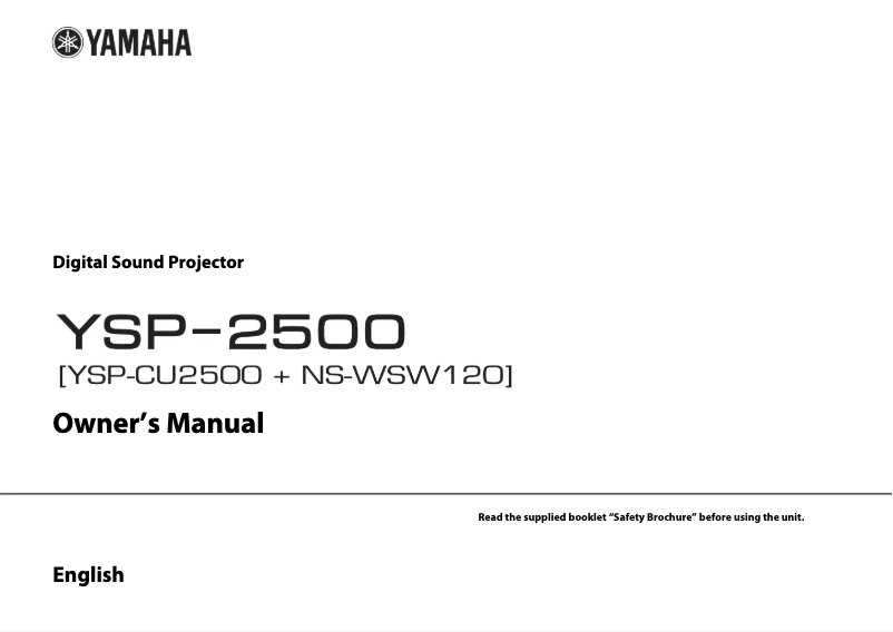 Page n°1 - Manuel utilisateur Yamaha YSP-2500