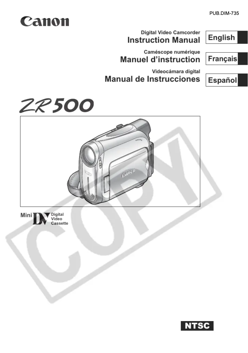 Page n°1 - Manuel utilisateur Canon ZR500
