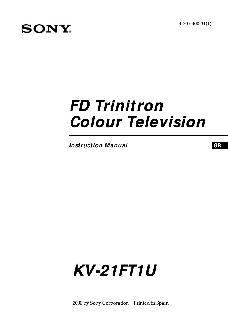 Page 1 de la notice Mode d'emploi Sony KV-21FT1U