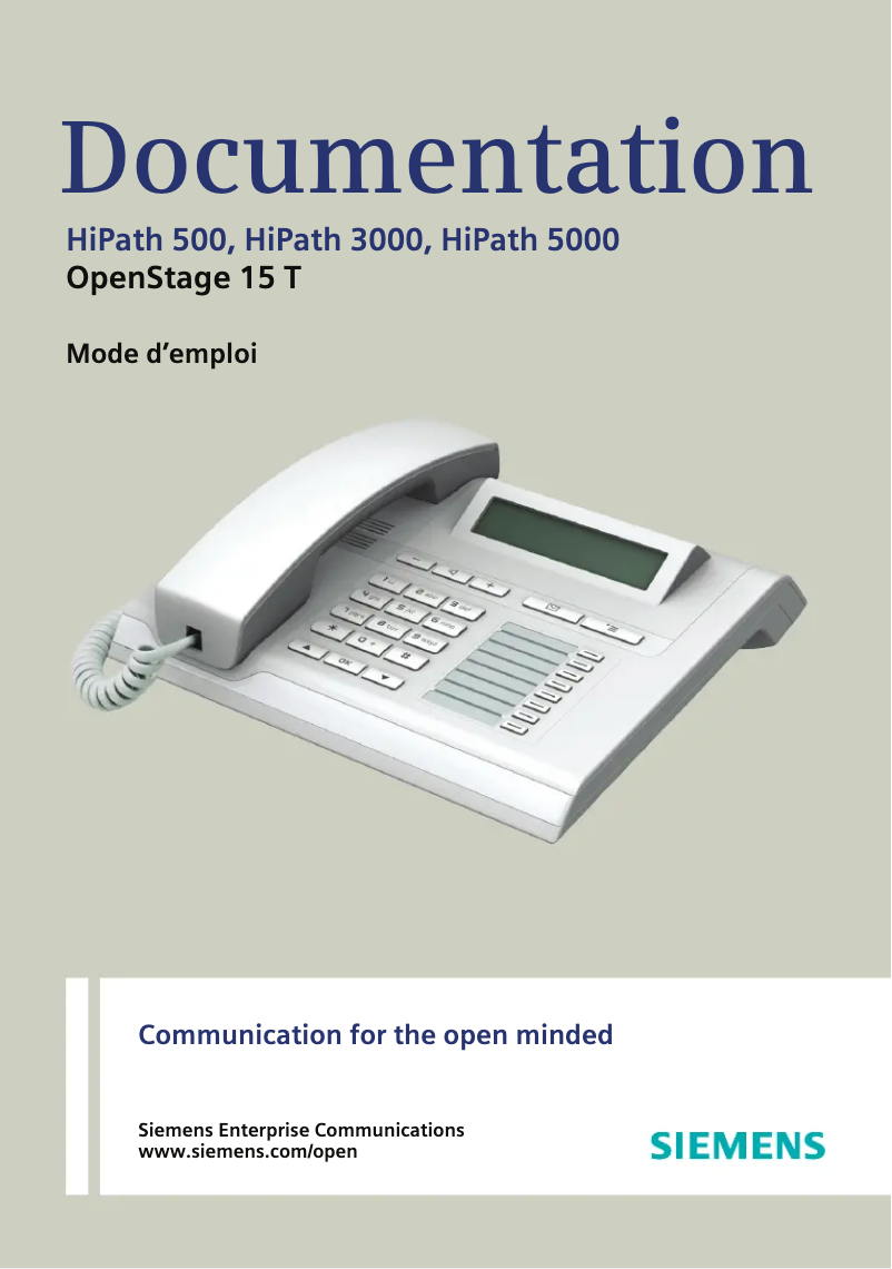 Page 1 de la notice Manuel utilisateur Siemens Hipath 500