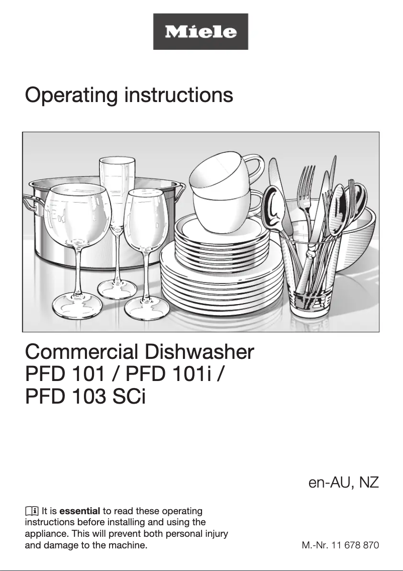 Page n°1 - Manuel d'utilisation et d'entretien Miele PFD 103 SCi XXL