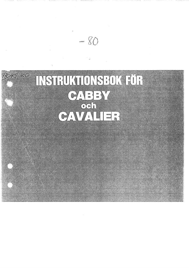 Page 1 de la notice Manuel utilisateur Cabby 1980