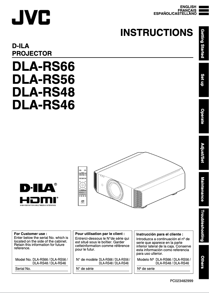 Image de la première page du manuel de l'appareil DLA-RS56