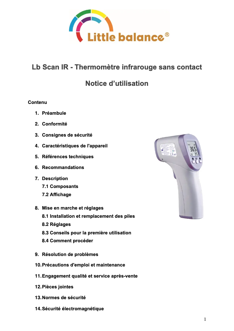 Page n°1 - Manuel utilisateur Little Balance LB Scan IR