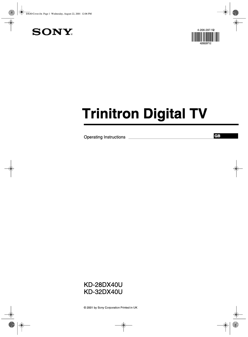 Page n°1 - Manuel utilisateur Sony KD-28DX40U