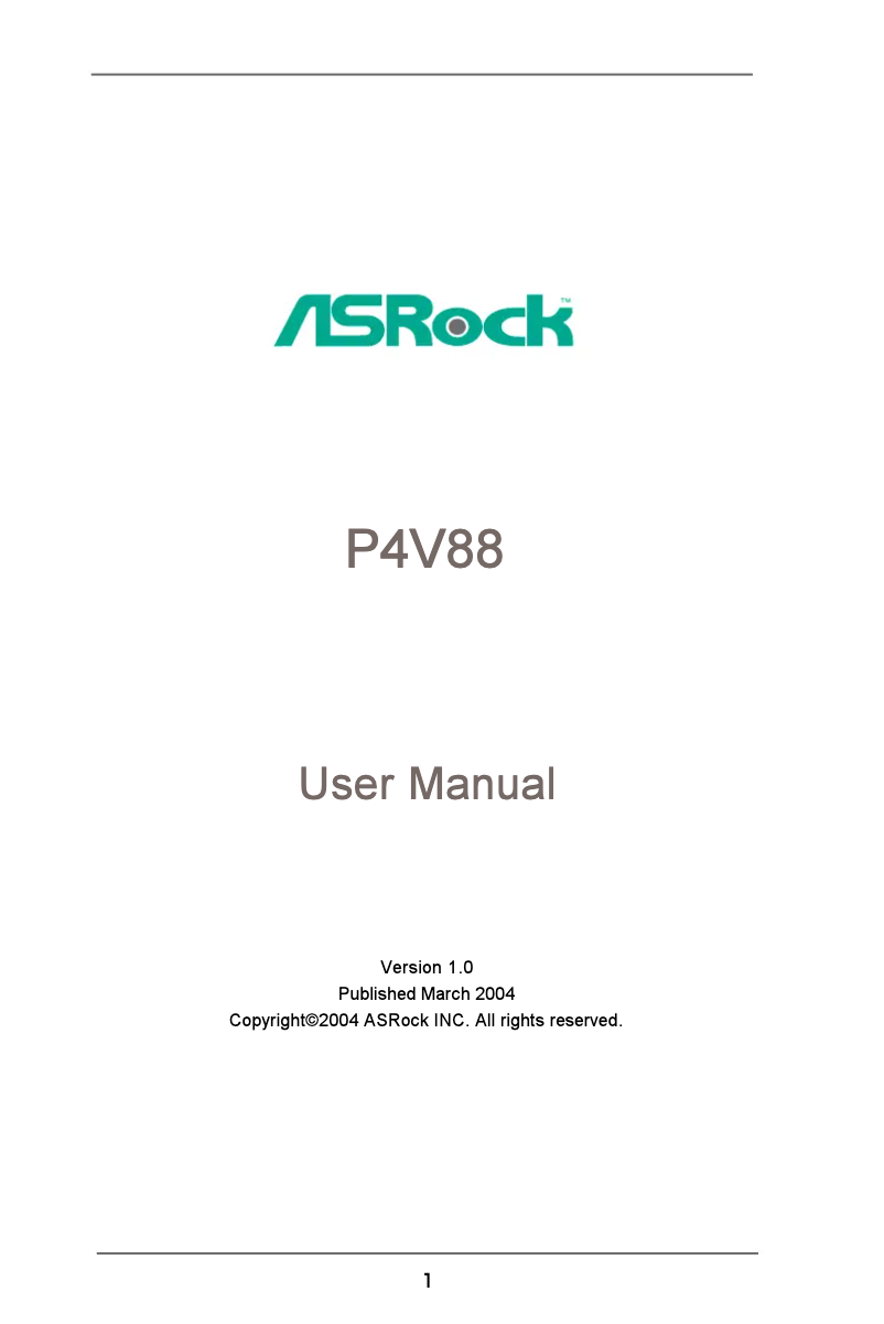 Página 1 del manual Manual de usuario Asrock P4V88