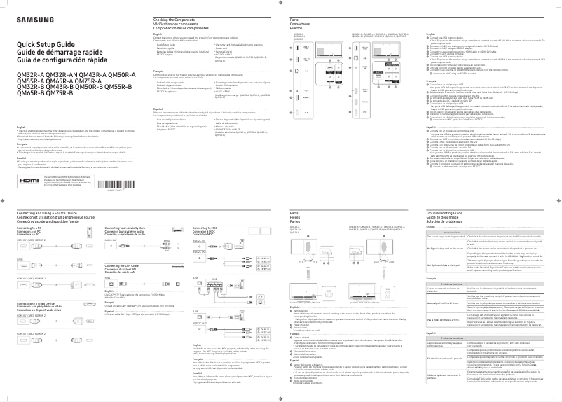 Page n°1 - Guide de démarrage rapide Samsung QM55R
