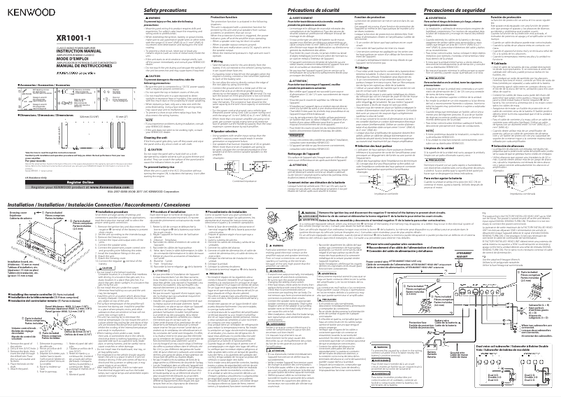 Page 1 de la notice Manuel utilisateur Kenwood XR1001-1