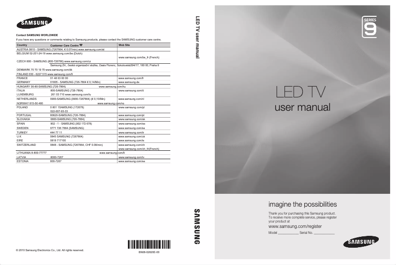 Page n°1 - Manuel utilisateur Samsung UE46C9000ZW