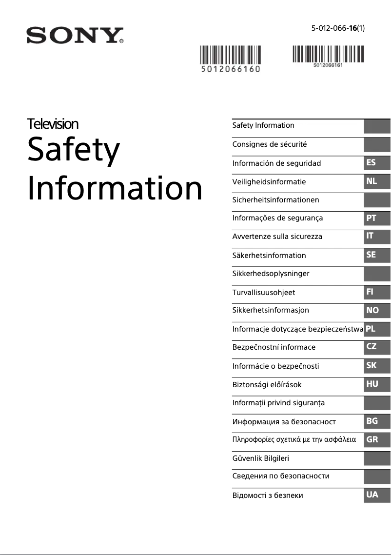 Page n°1 - Instructions de sécurité Sony KD-43X89J