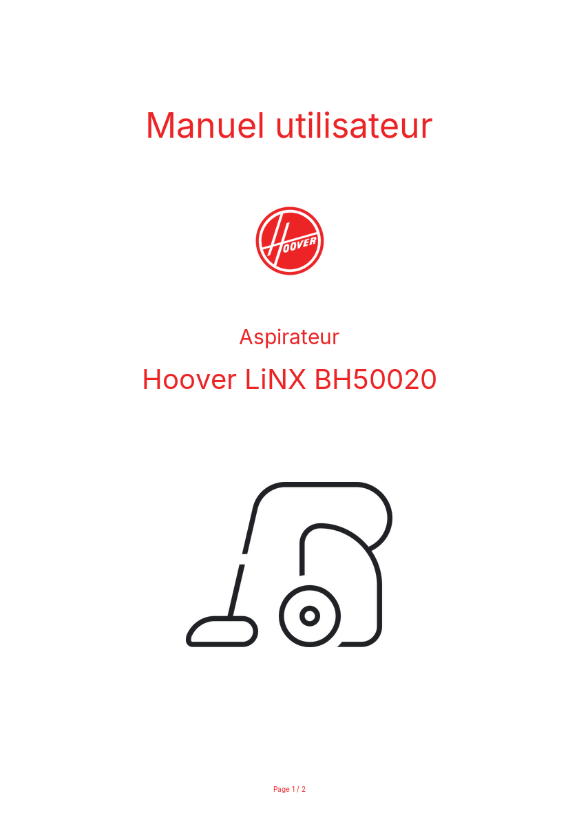 Image de la première page du manuel de l'appareil LiNX BH50020