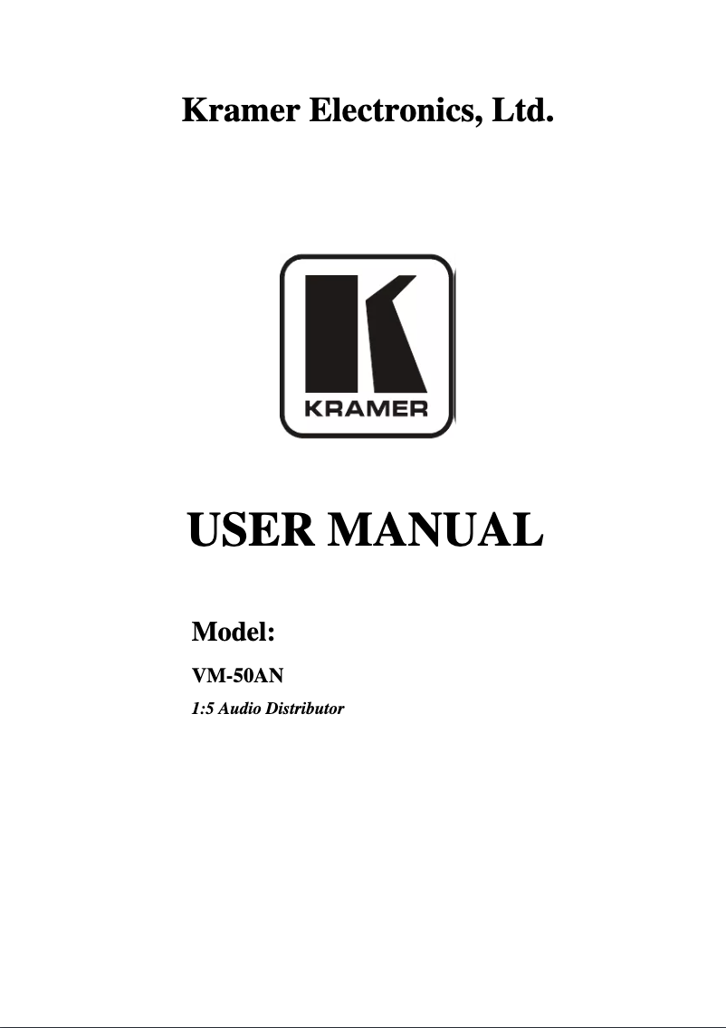 Page 1 de la notice Manuel utilisateur Kramer VM-50